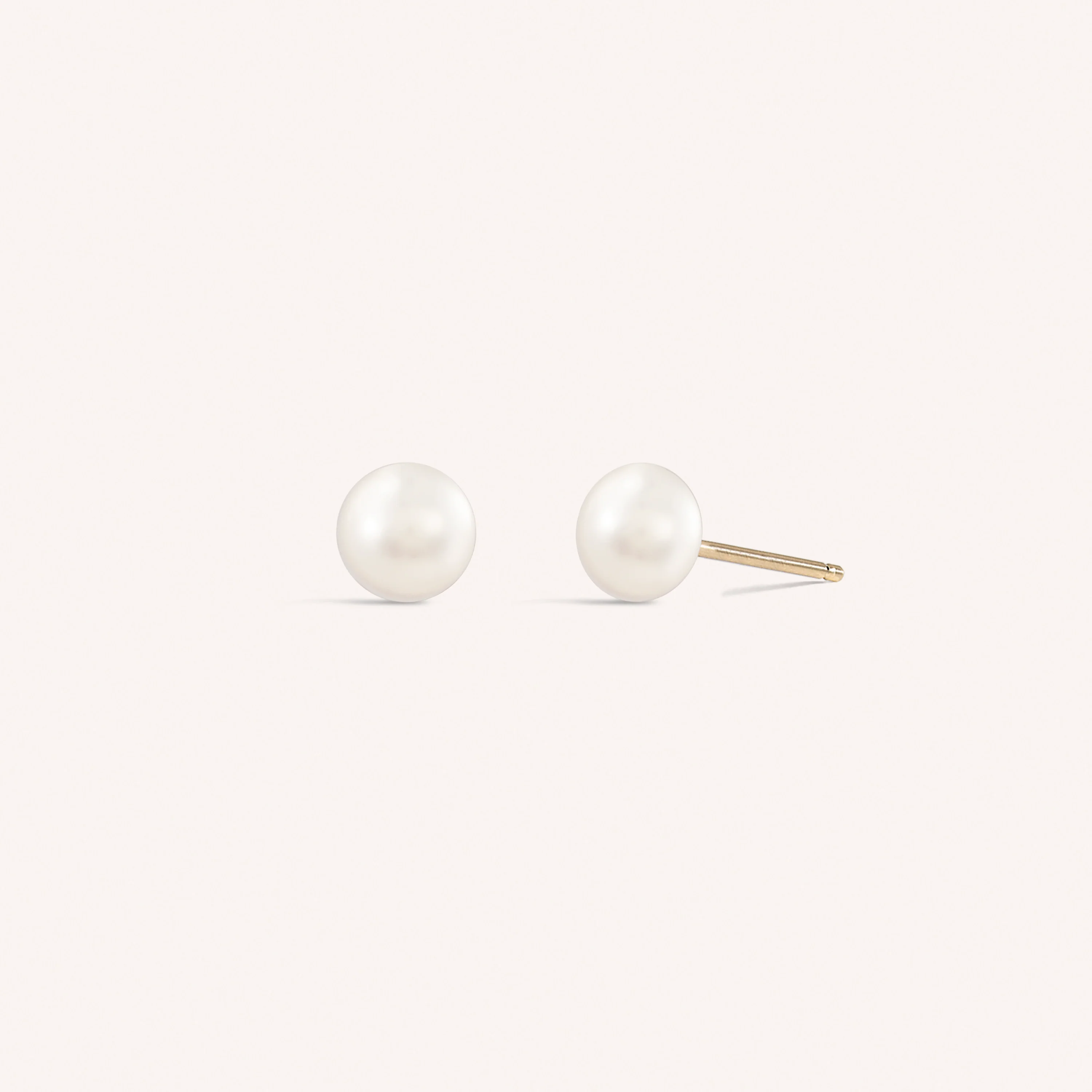 14K Solid Gold Timeless Freshwater Button Pearl Stud Earring 8mm