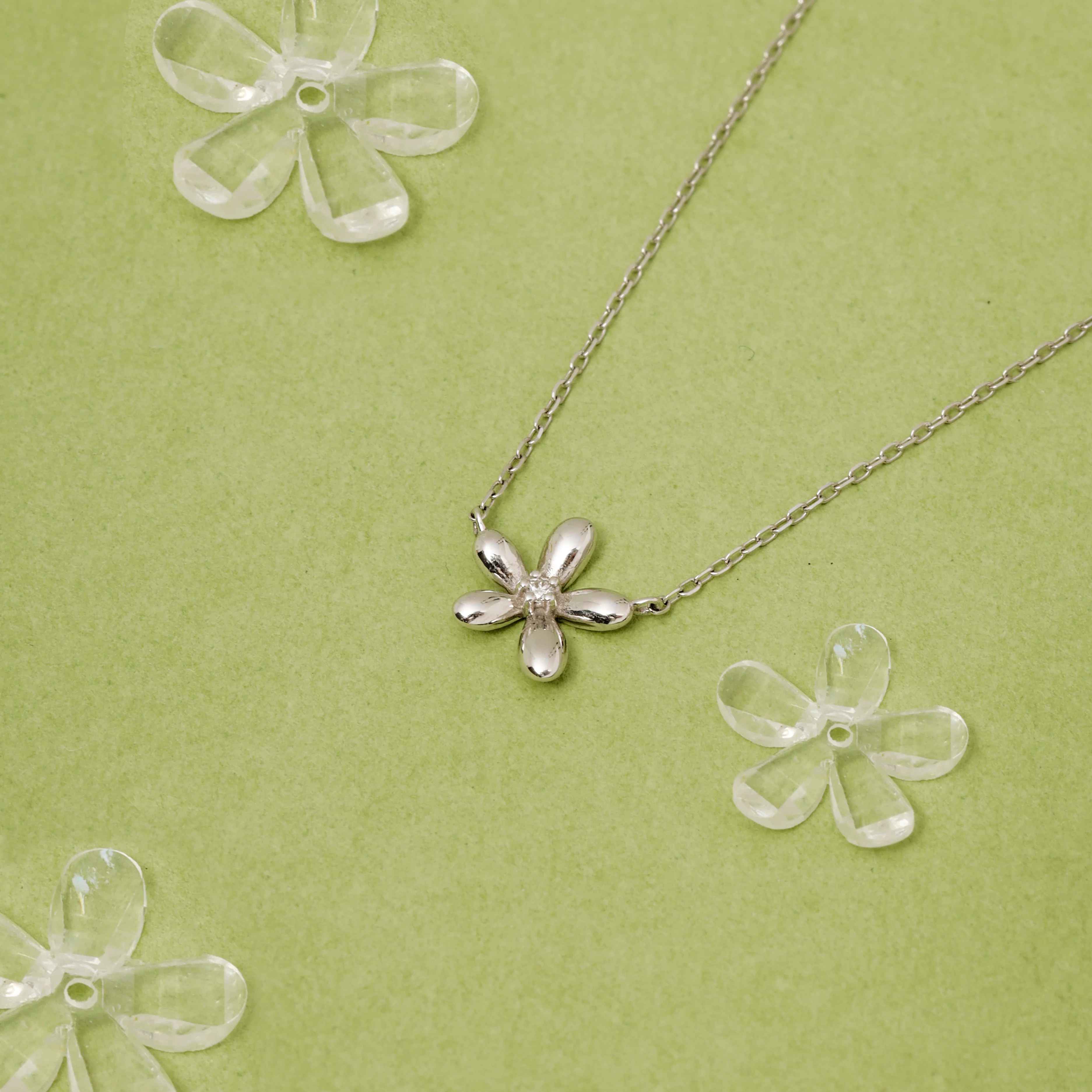 14K Solid Gold Floraison Diamond Necklace
