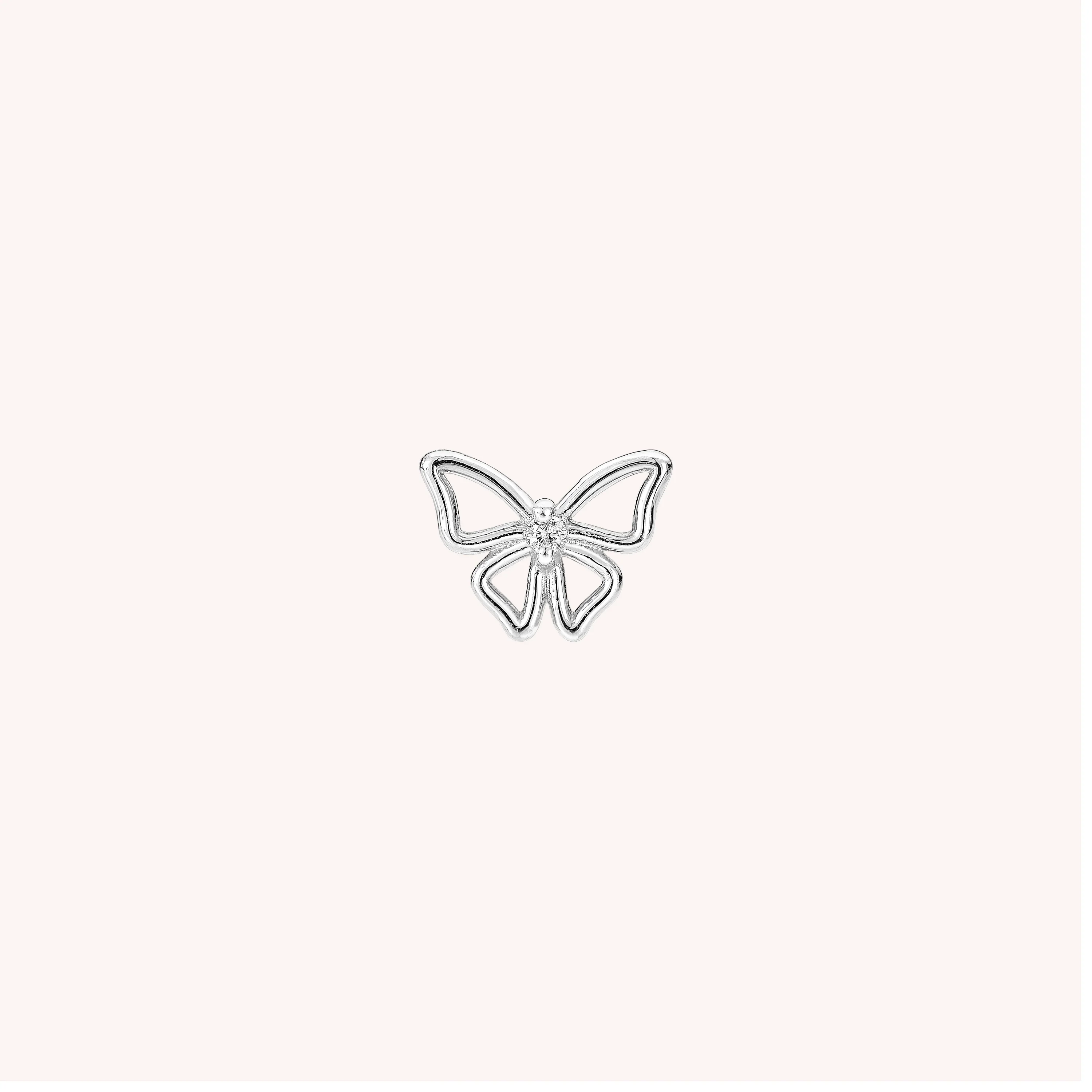 14K Solid Gold Halo Butterfly Diamond Flatback