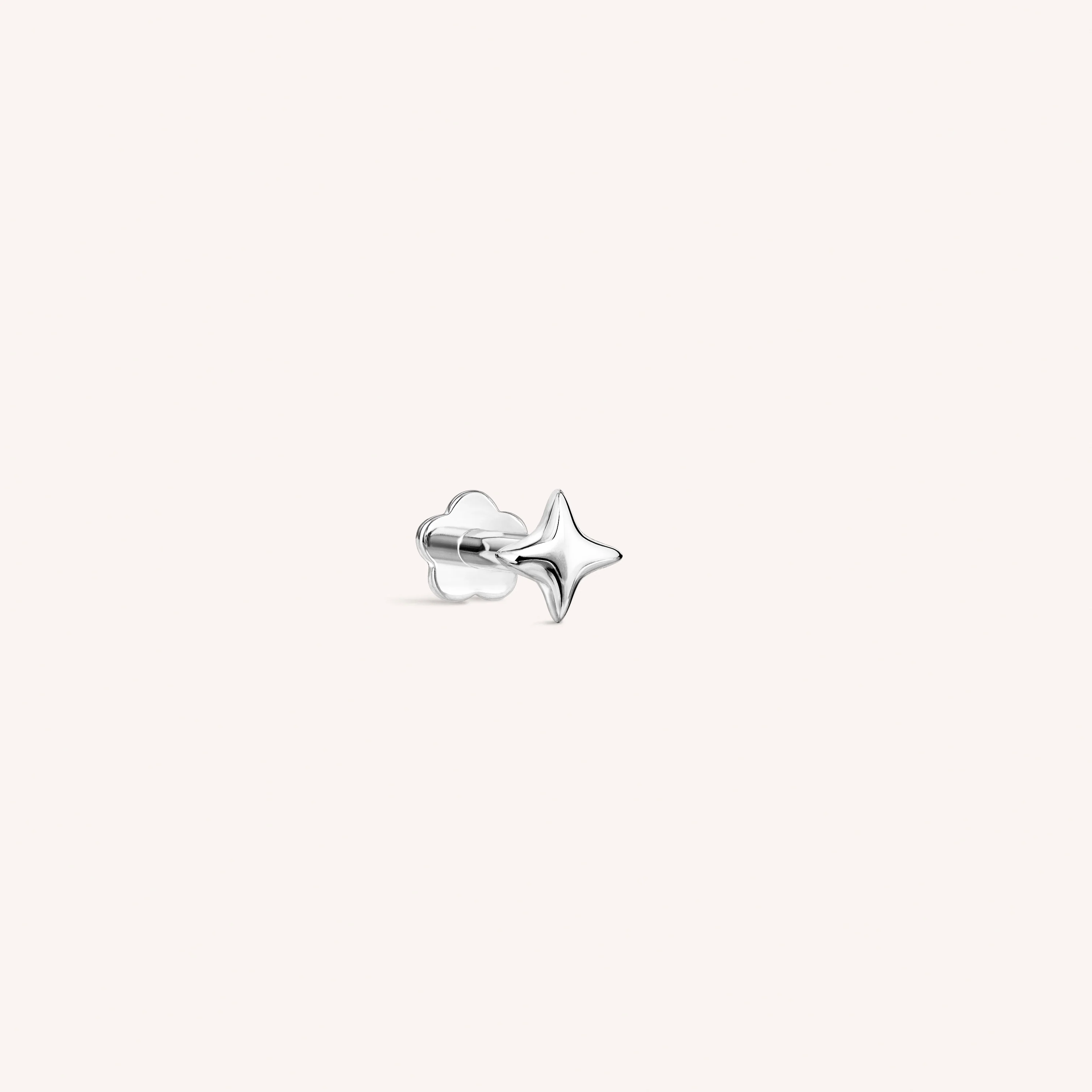 14K Solid Gold Micro Flare Star Flatback Earring