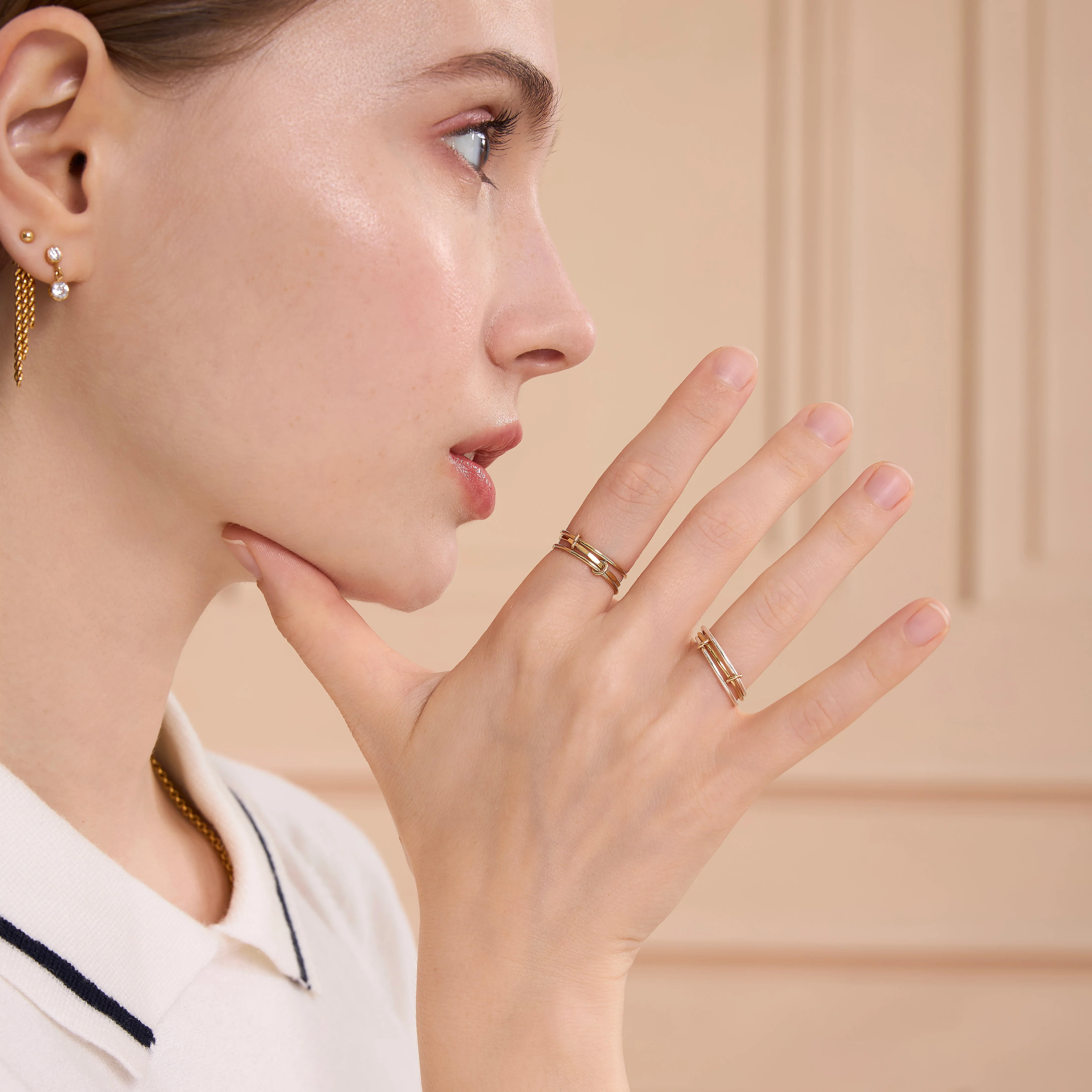 Two Tone Linked Stacker Ring