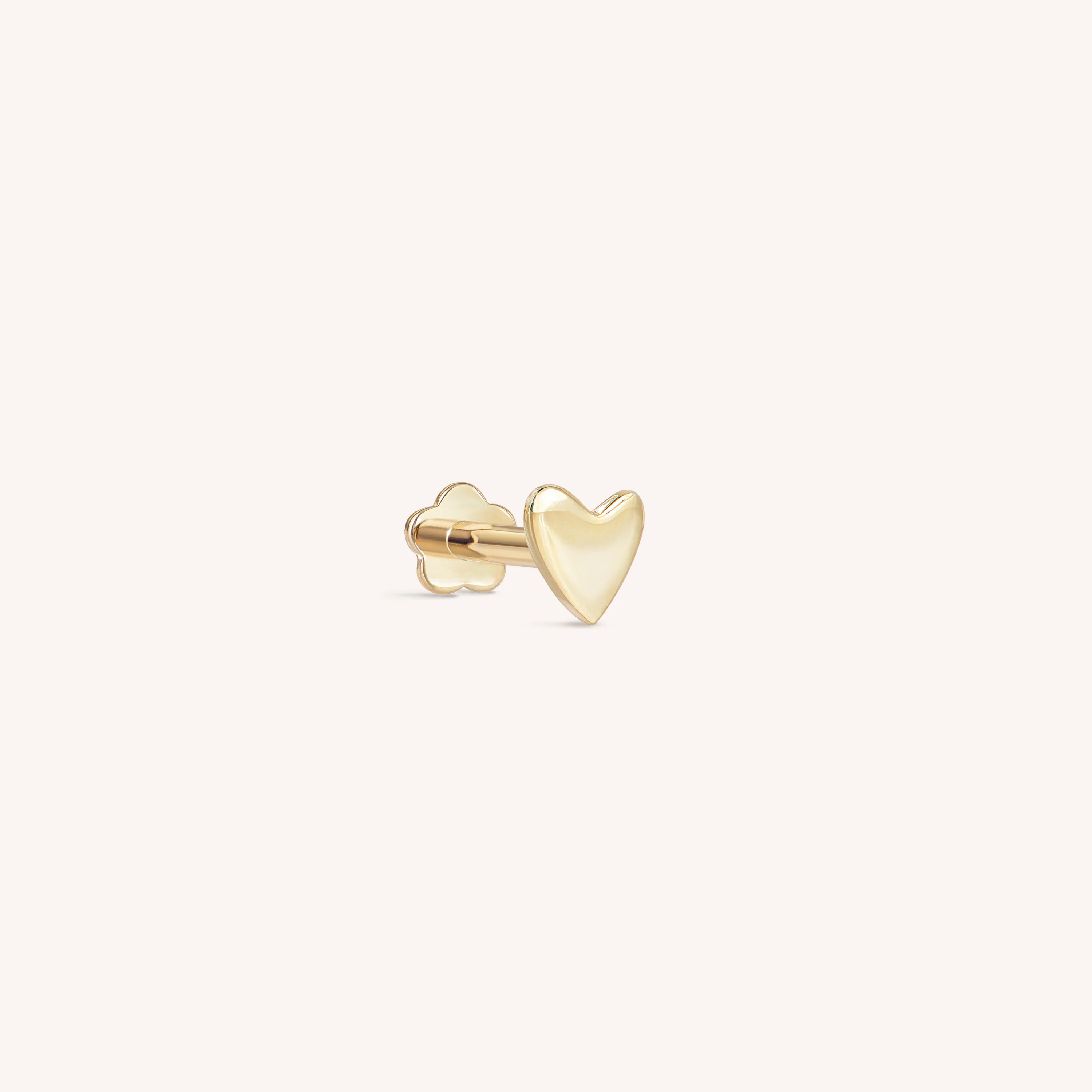 14K Solid Gold Love Heart Threaded Labret Earring