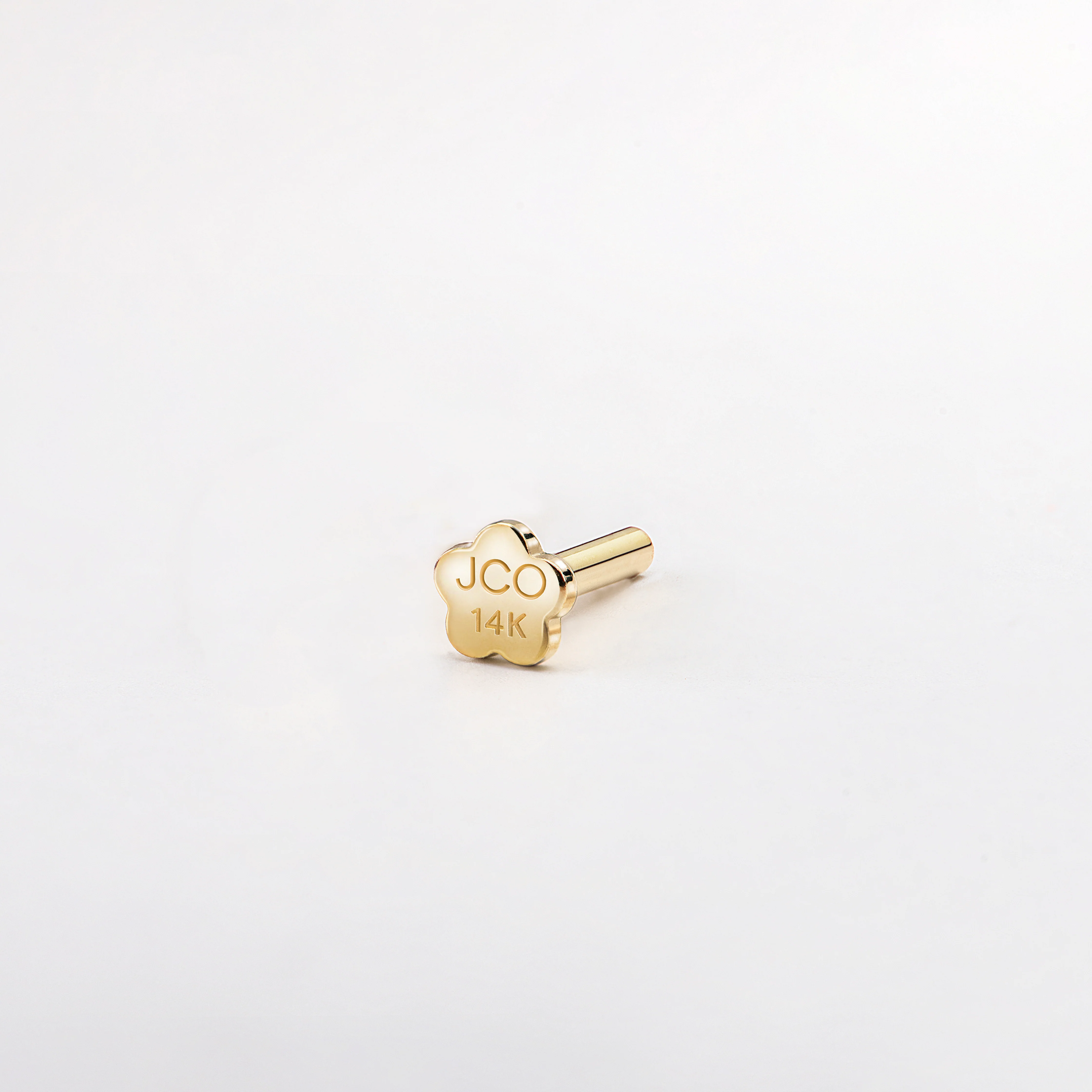 14K Solid Gold Pave Radiant Moon Flatback Earring