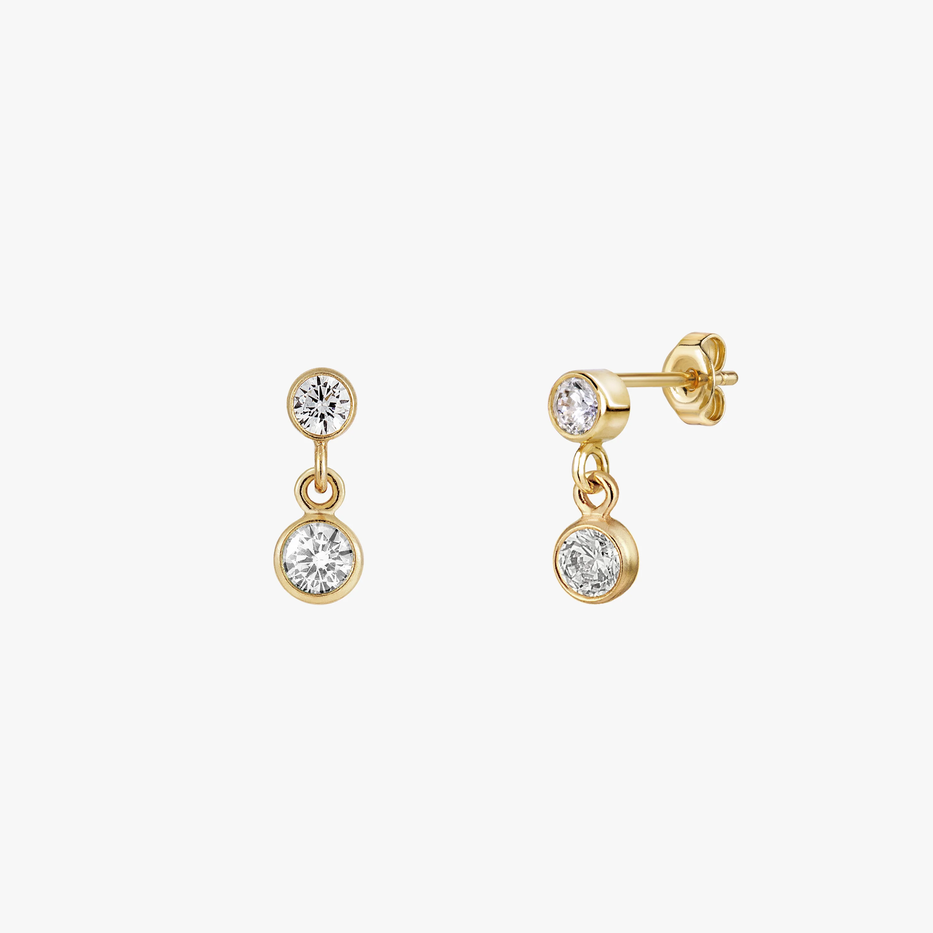Sparkly Double Bezel Stud Earrings