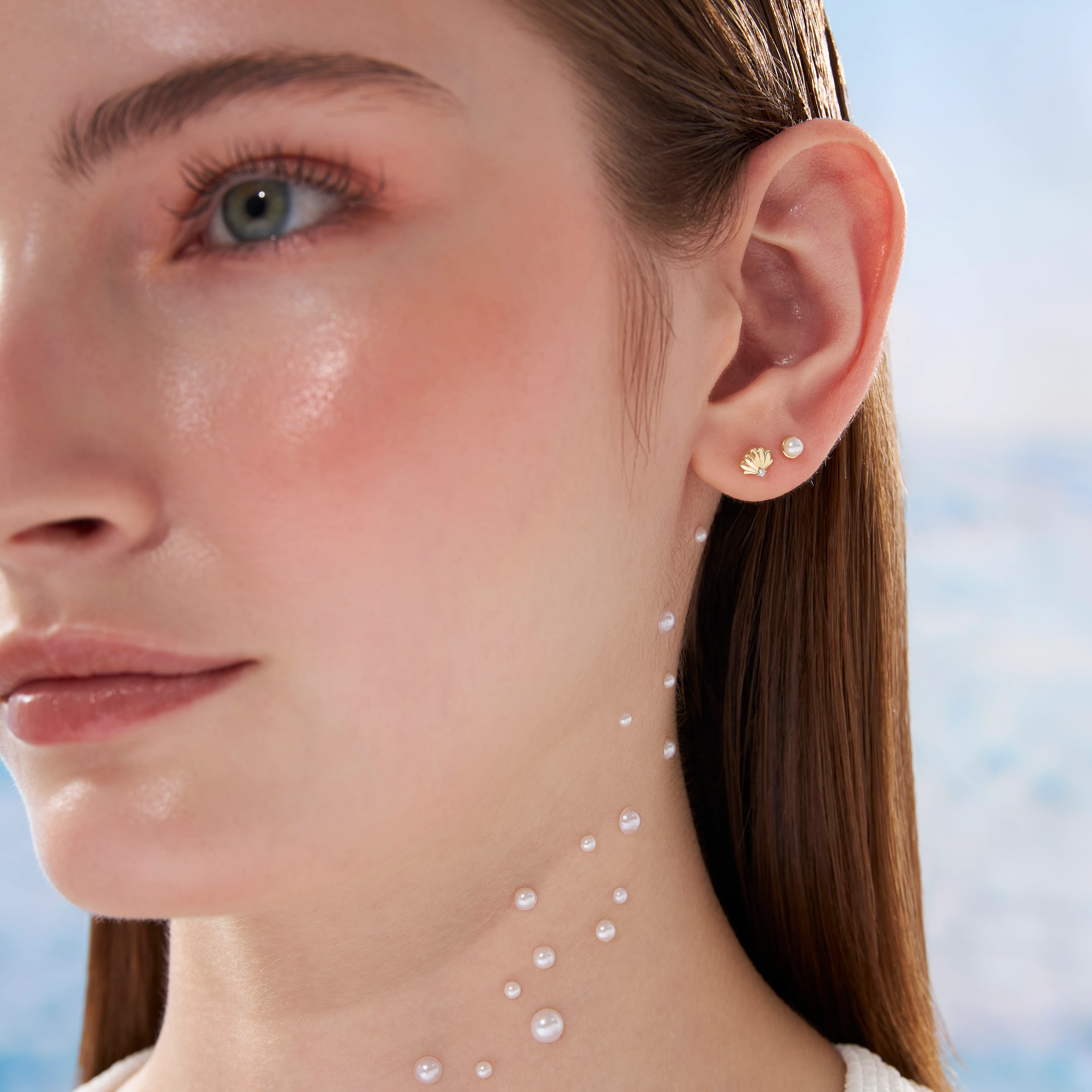 14K Solid Gold Seashell Flatback Earring