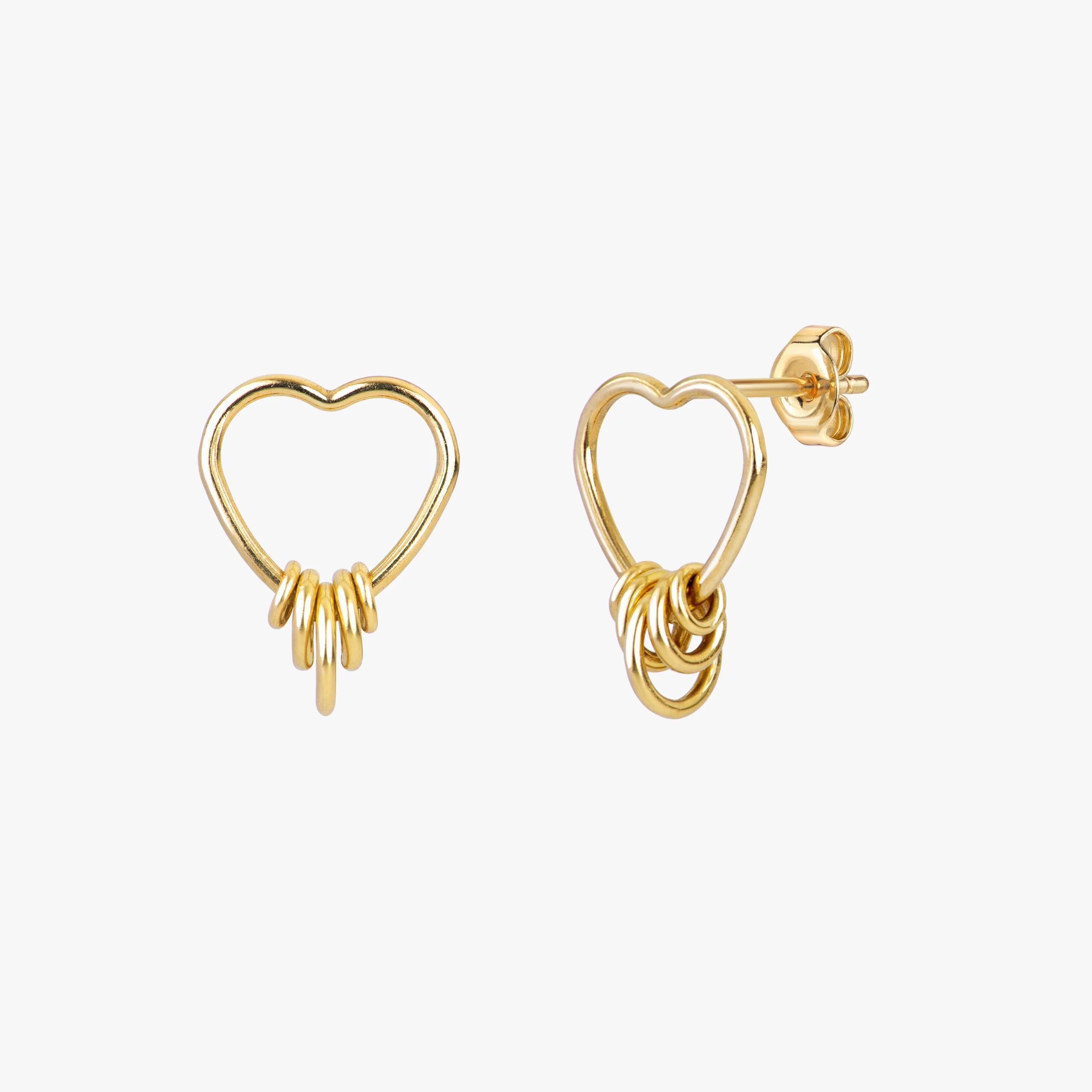 Punk Heart Charm Stud Earrings