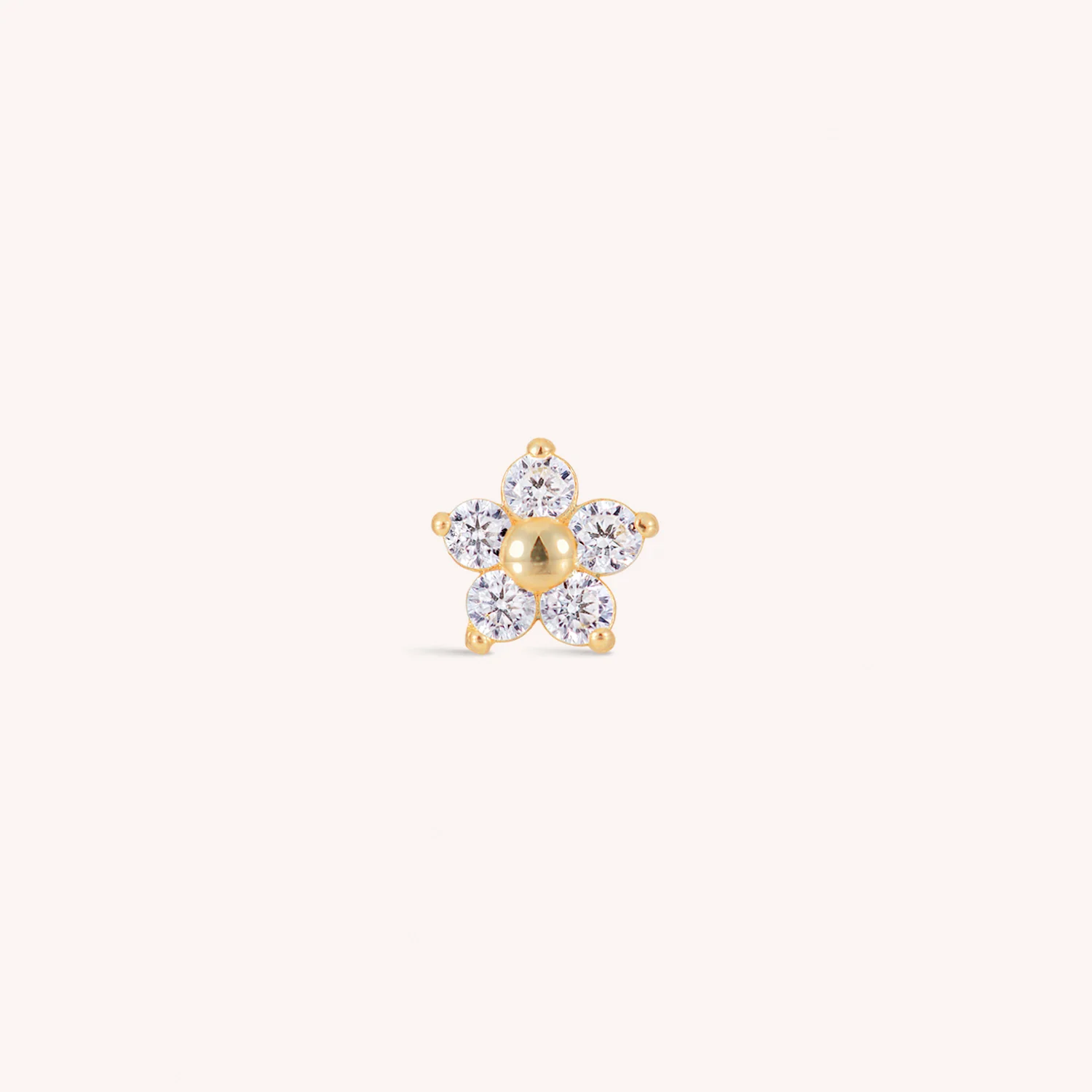 14K Solid Gold Lab Diamond Bloom Flatback Earring