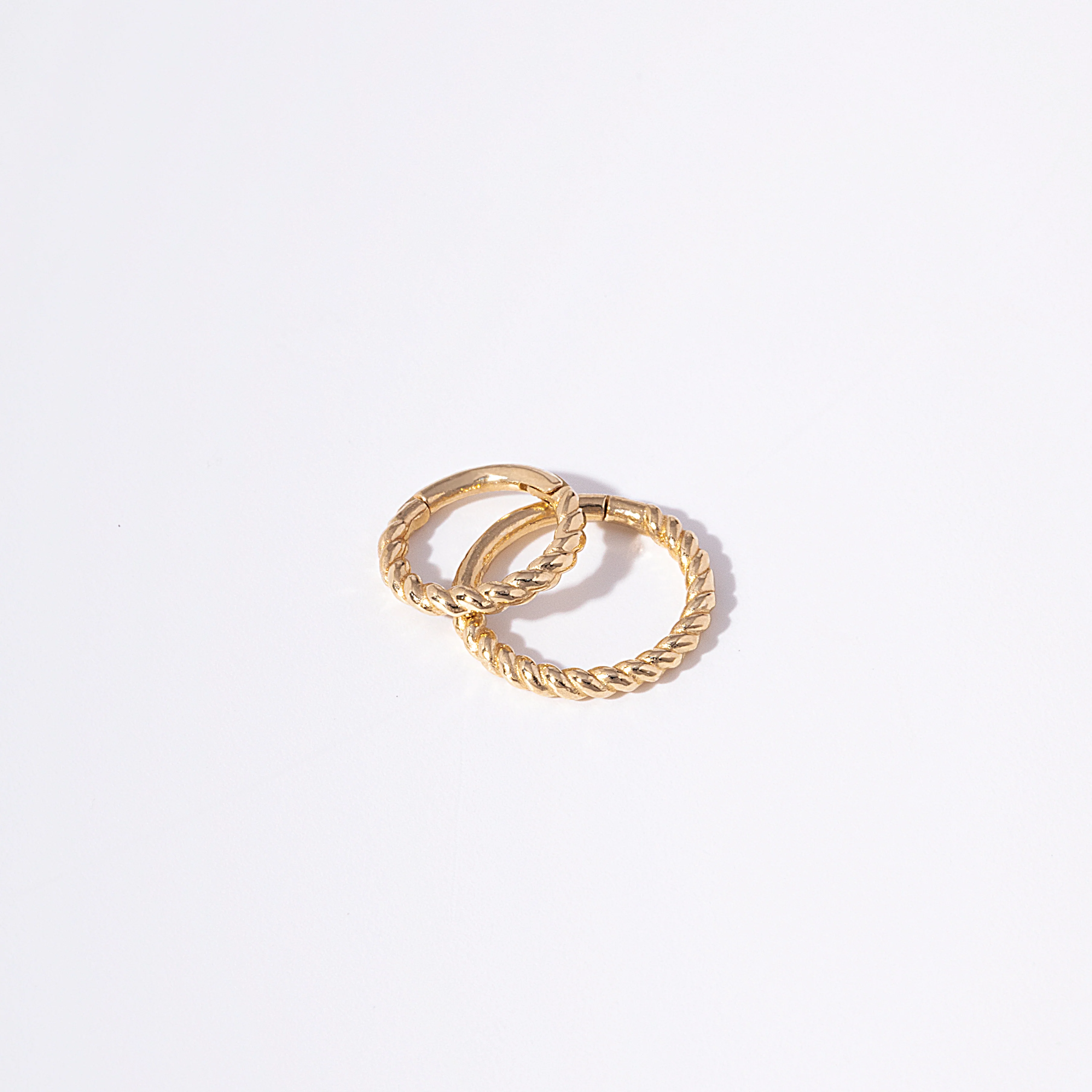14K Solid Gold Twist Rope Small Clicker 8mm