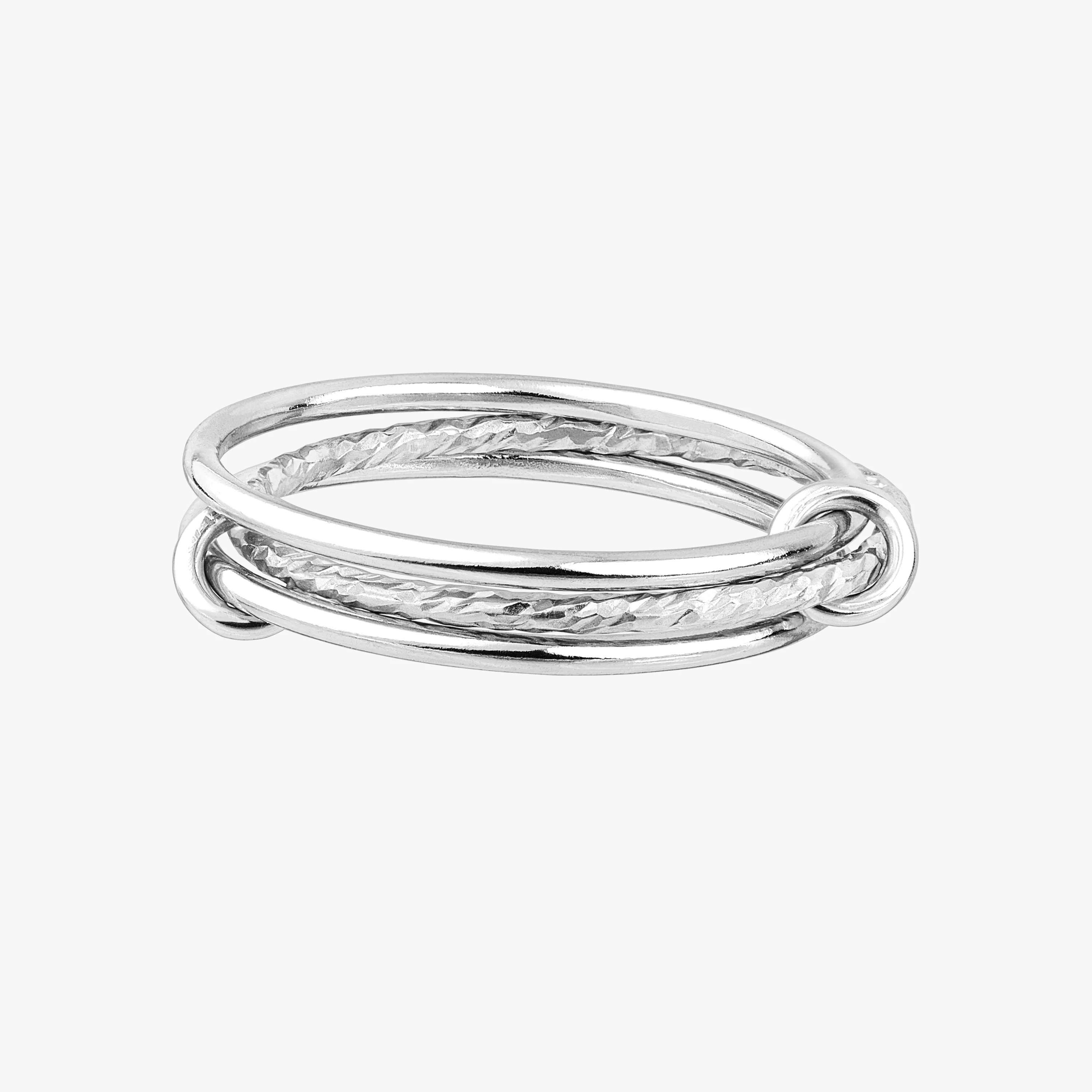 Textured Minimal Linked Stacker Ring