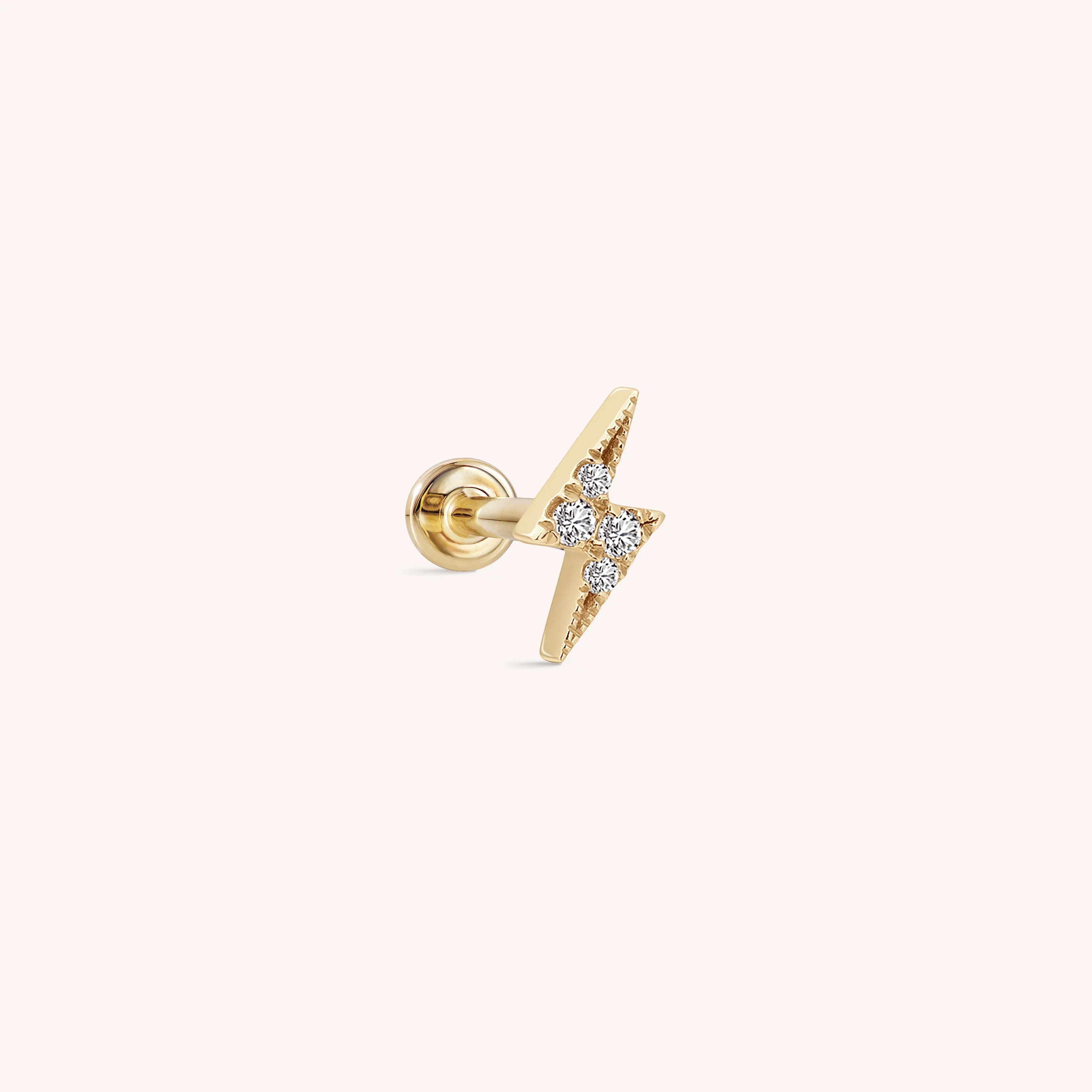14K Solid Gold Diamond Little Thunder Flatback Earrings