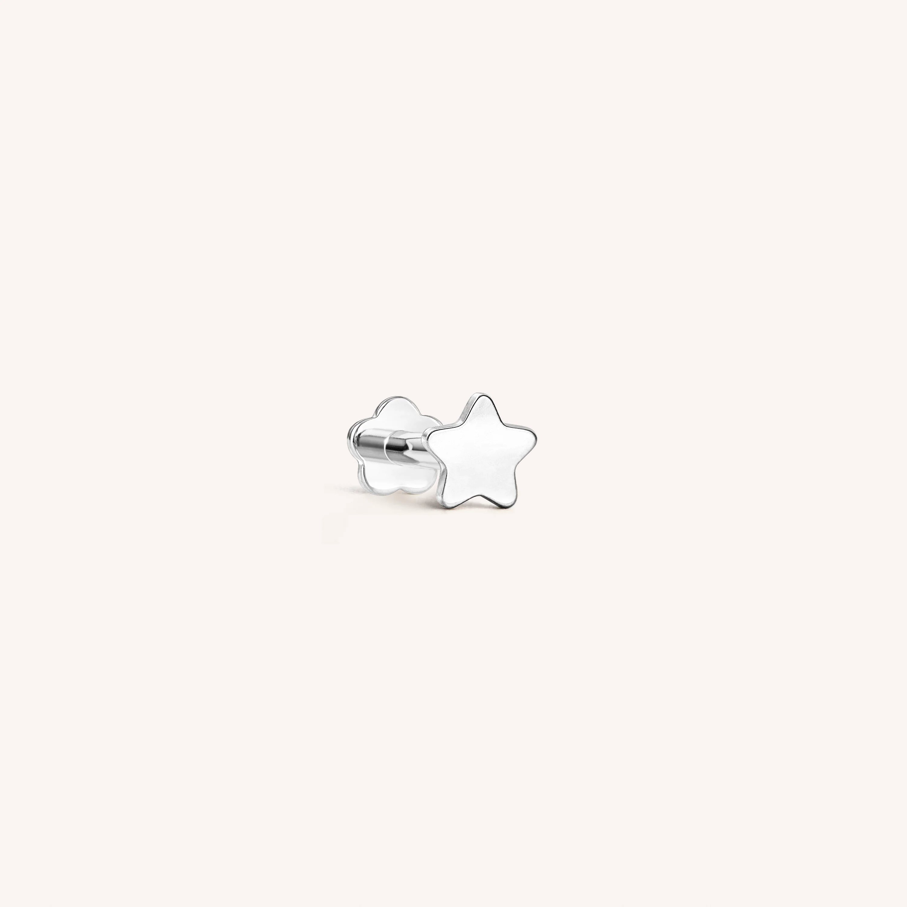 14K Solid Gold Little Stellar Flatback Earring