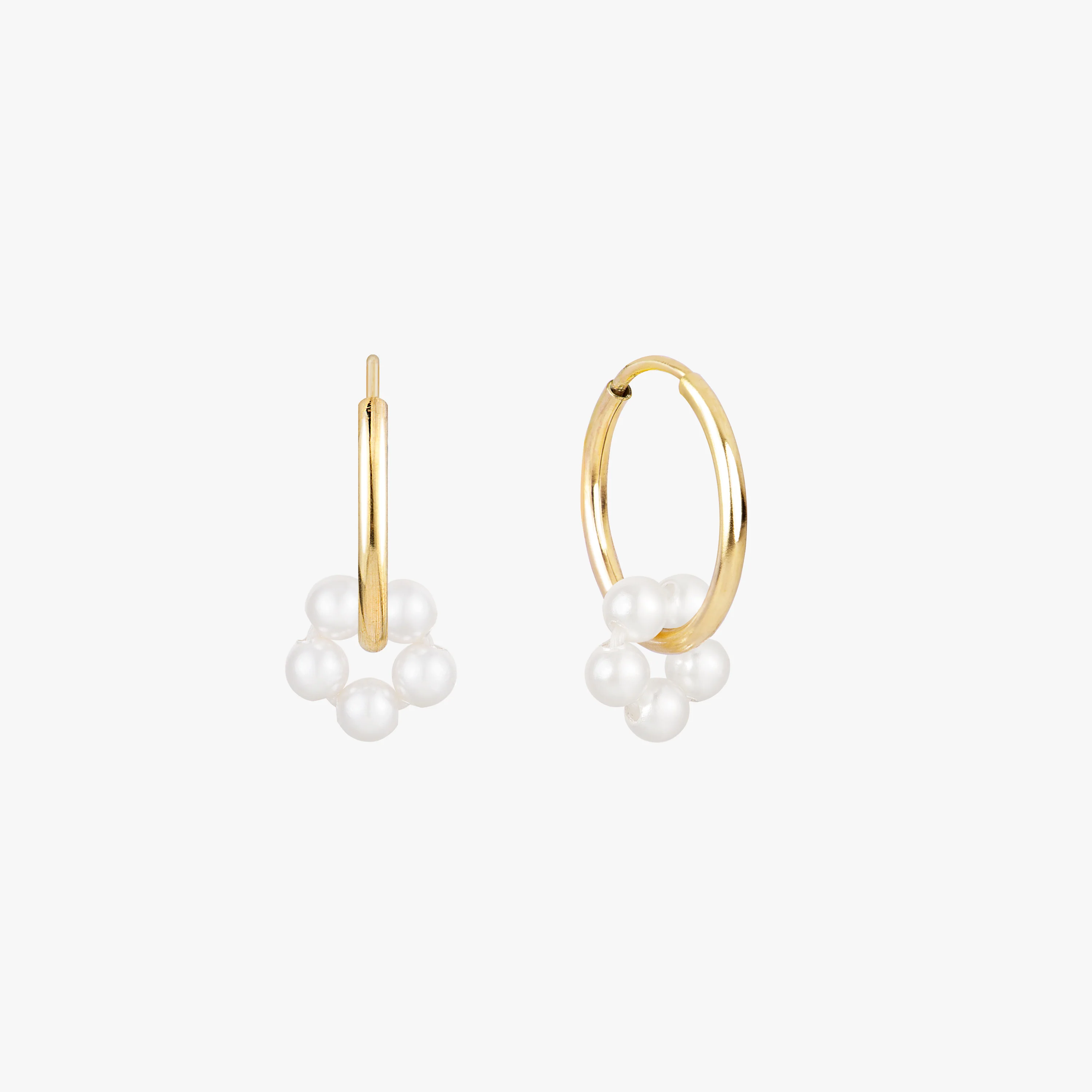 Pearly Petal Beaded Hoop Earrings