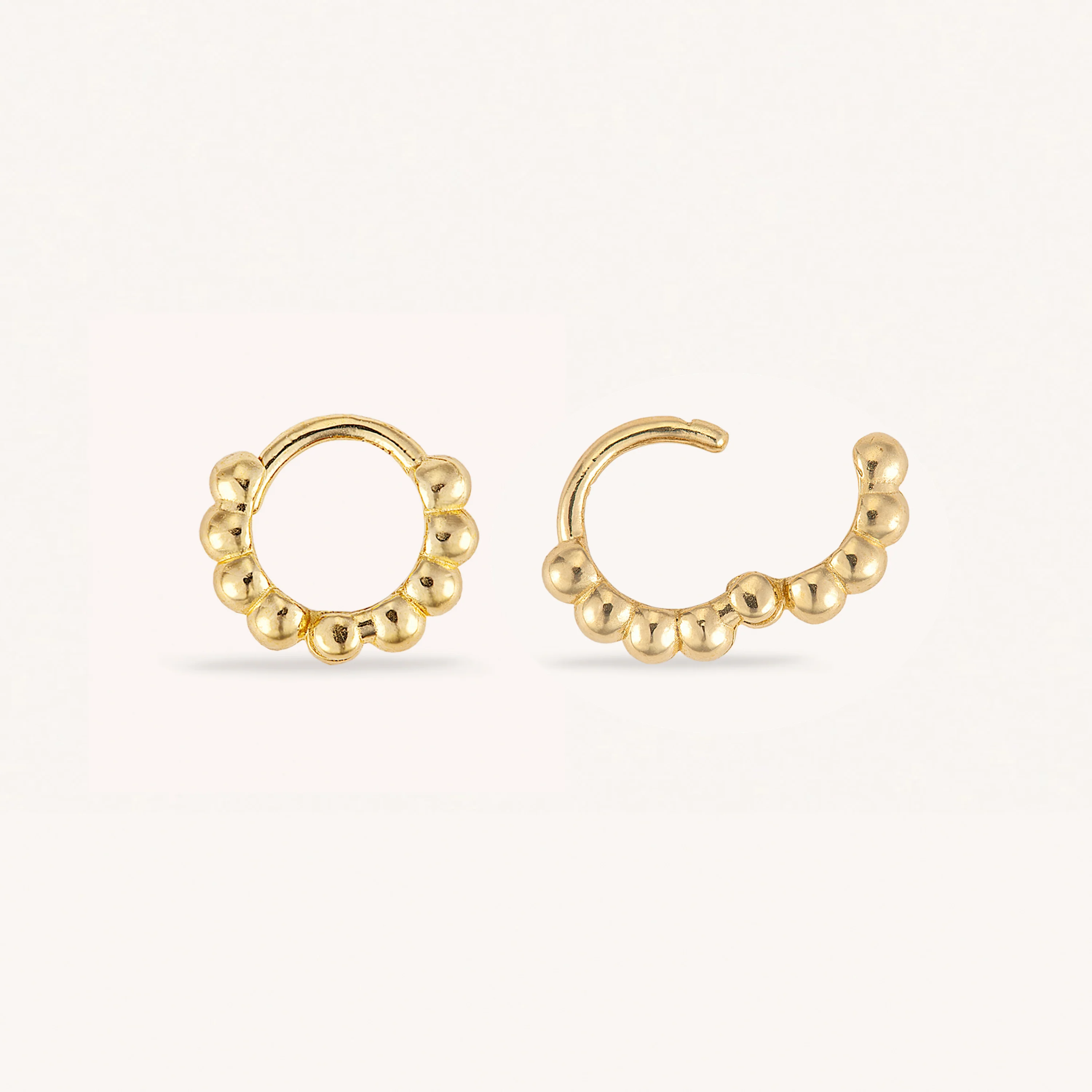 14K Solid Gold Bubble Tiny Hoop Earring