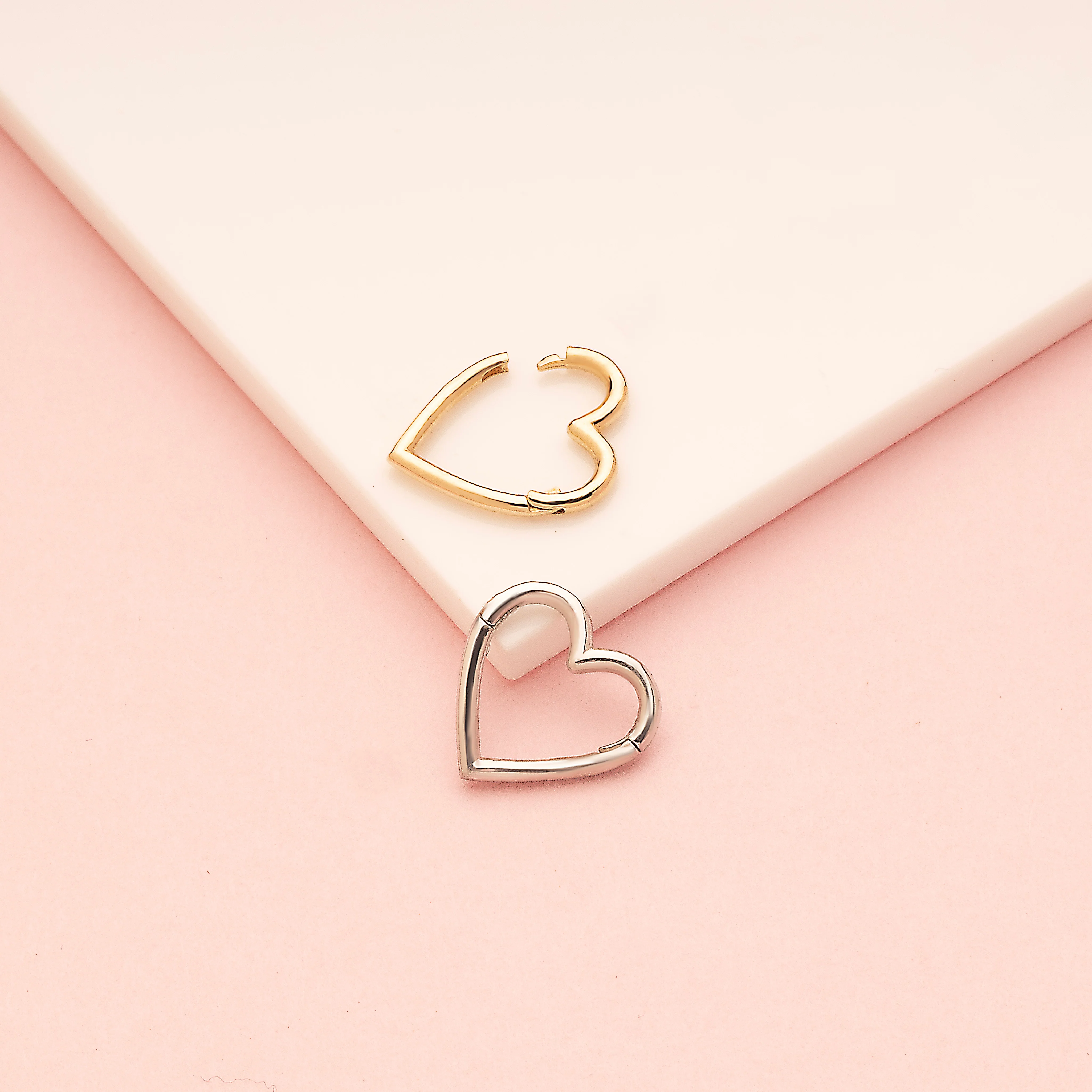 14K Solid Gold Love Loop Clicker Hoop