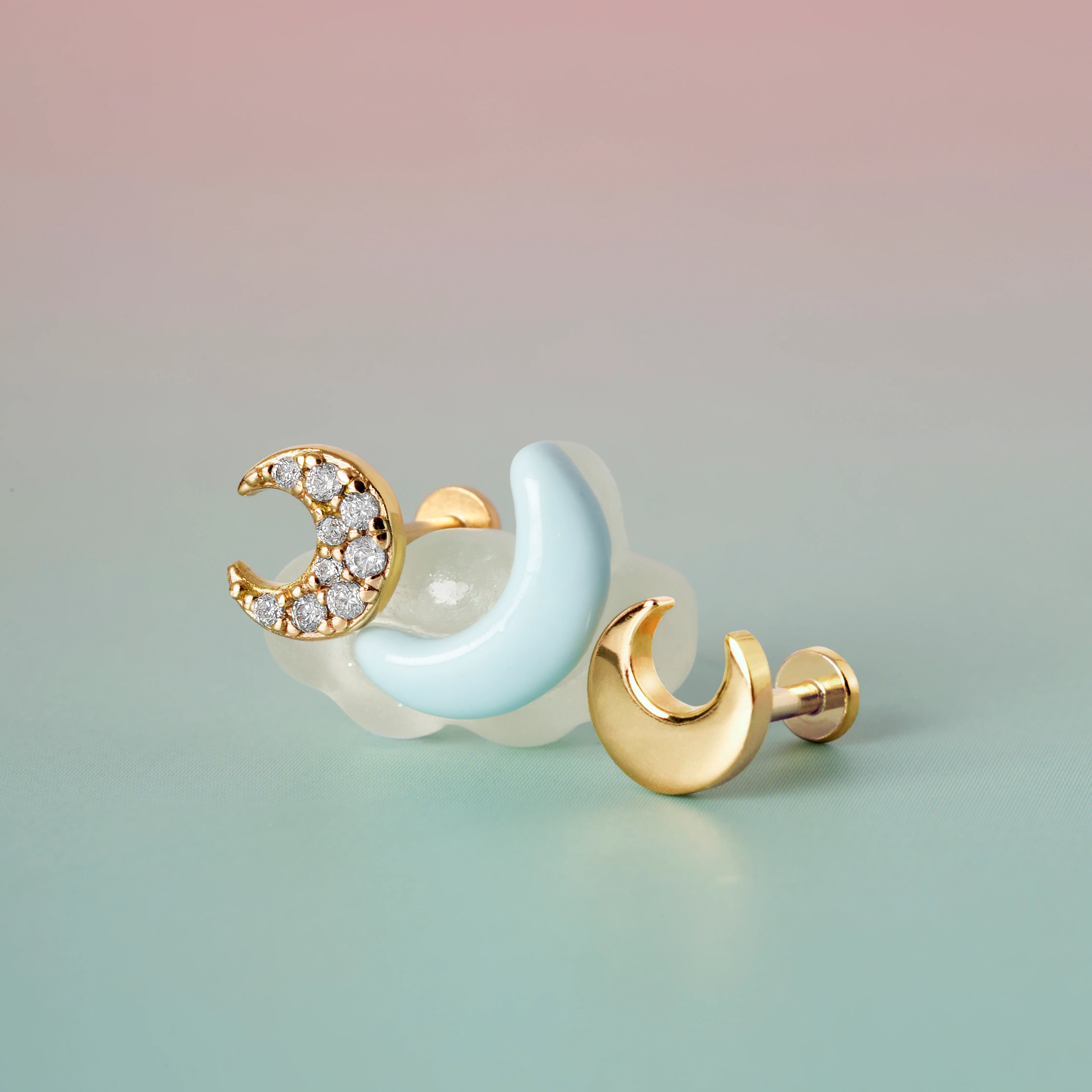 Crescent Moon Flatback Earring